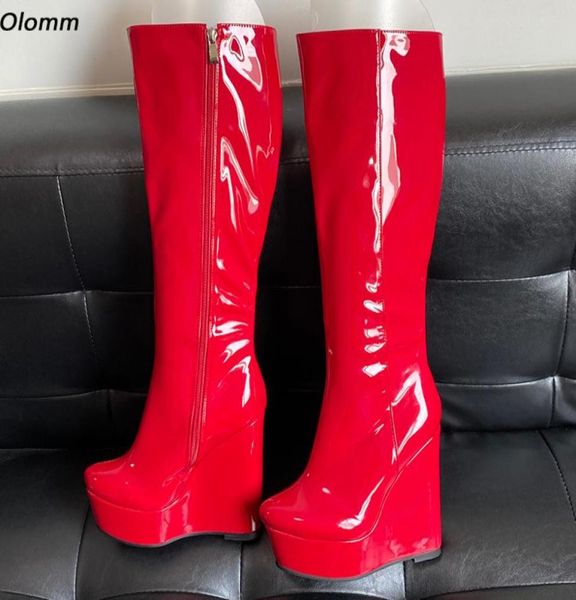 rontic handmade women winter knee boots patent leather side zipper wedges heels round toe red black party shoes plus us size 5203152903
rontic handmade women winter knee boots patent leather side zipper wedges heels round toe red black party shoes plus us size 5203152903