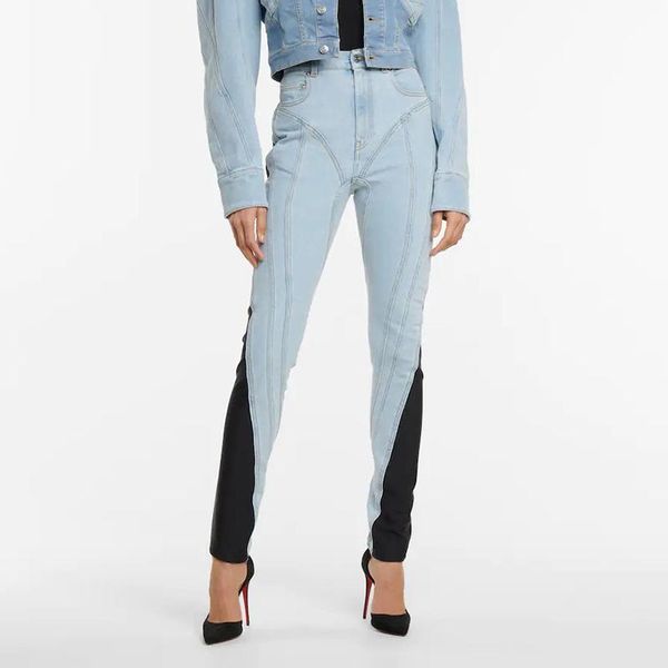 jeans autumn spring fashion women clothes high waist contrast colors denim washted patchwork slim jean lightcolored street trousers, Blue
jeans autumn spring fashion women clothes high waist contrast colors denim washted patchwork slim jean lightcolored street trousers, Blue