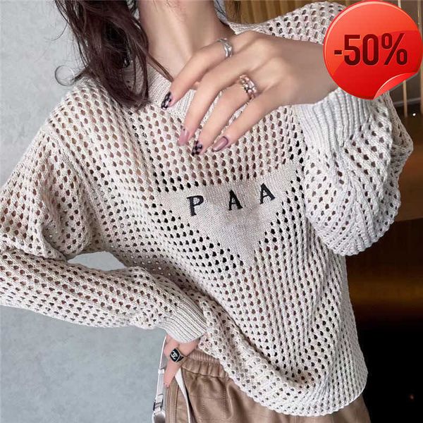 2023 fashion designer pradaa women's knits wear net red with hollow front letter embroidery loose comfortable pradas&nbs, White
2023 fashion designer pradaa women's knits wear net red with hollow front letter embroidery loose comfortable pradas&nbs, White