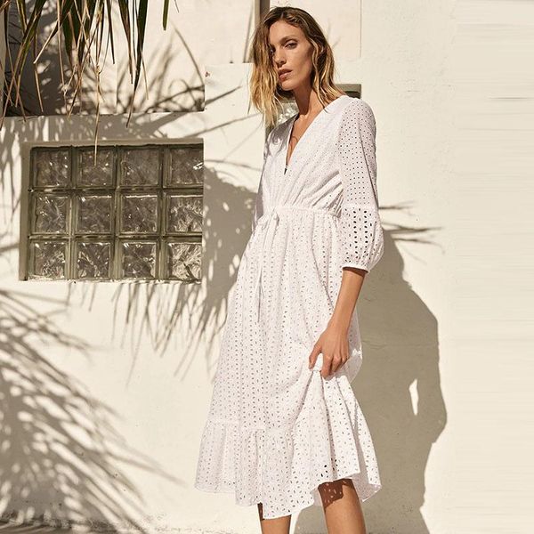 dresses spring 2023 za dress women white hollow out embroidery half sleeve elastic waist casual party robe dresses vestido de mujer, Black;gray
dresses spring 2023 za dress women white hollow out embroidery half sleeve elastic waist casual party robe dresses vestido de mujer, Black;gray