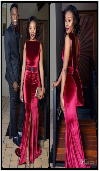 2020 velvet mermaid evening dresses jewel neck sash vestidos de novia front split backless prom gowns3192083, Black;red
2020 velvet mermaid evening dresses jewel neck sash vestidos de novia front split backless prom gowns3192083, Black;red