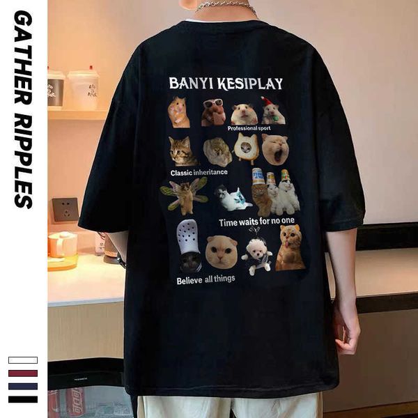 gather ripples funny little cat print t-shirt summer new fashion loose short sleeve men, White;black
gather ripples funny little cat print t-shirt summer new fashion loose short sleeve men, White;black