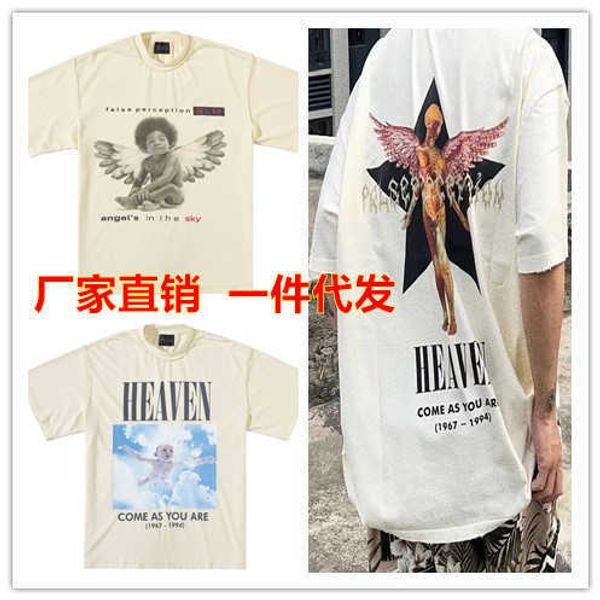 summer high street washed and worn out five star angel vintage printed cut short sleeve t-shirt men and women, White;black
summer high street washed and worn out five star angel vintage printed cut short sleeve t-shirt men and women, White;black
