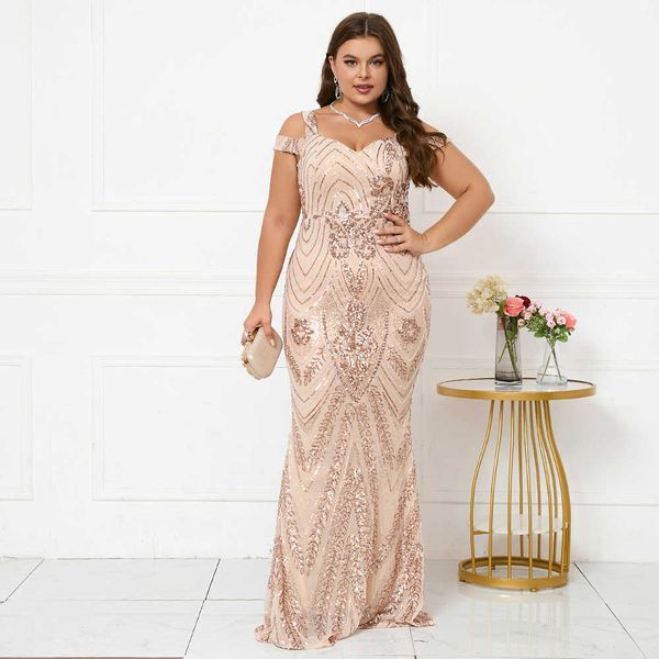 plus size women elegant strap party maxi dress gold sequin evening dress long prom, Black
plus size women elegant strap party maxi dress gold sequin evening dress long prom, Black