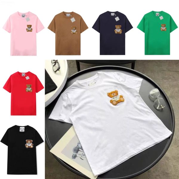 women's & tees summer new t-shirt flocking three-dimensional cartoon bear letter embroidery loose short sleeves for men and women, White
women's & tees summer new t-shirt flocking three-dimensional cartoon bear letter embroidery loose short sleeves for men and women, White