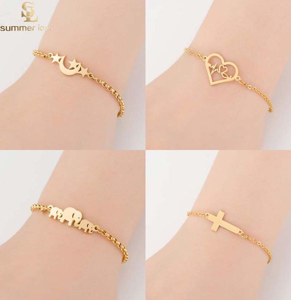 stainless steel gold elephant hearts star chain bracelet for women lovely animal charm bracelet fashion wedding jewelry gift5690914, Black
stainless steel gold elephant hearts star chain bracelet for women lovely animal charm bracelet fashion wedding jewelry gift5690914, Black