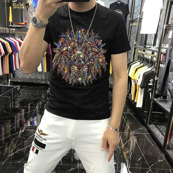 men's summer new arrival casual slim brand t-shirt fashion shiny rhinestone short sleeve l230520, White;black
men's summer new arrival casual slim brand t-shirt fashion shiny rhinestone short sleeve l230520, White;black