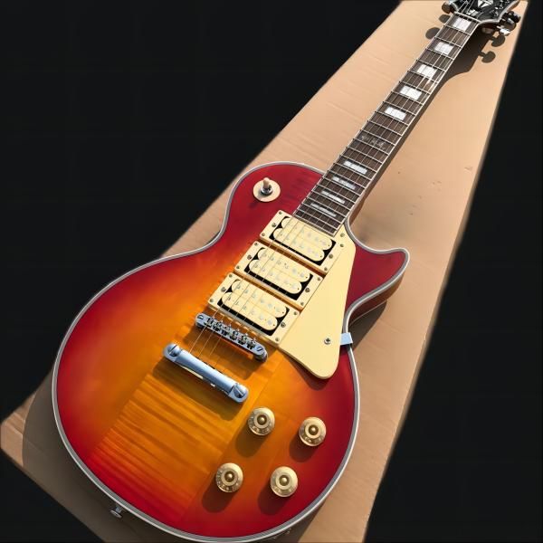 custom electric guitar, chrome hardware, 3 pickups, cherry burst color, rosewood fingerboard, solid mahogany body guitar
custom electric guitar, chrome hardware, 3 pickups, cherry burst color, rosewood fingerboard, solid mahogany body guitar