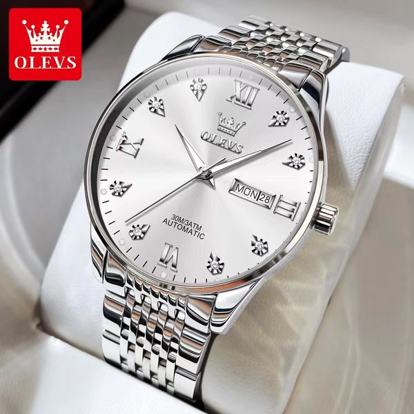 olevs men's watch fully automatic mechanical diamond inlaid roman scale simple glow double calendar 40mm men's watch, Slivery;brown
olevs men's watch fully automatic mechanical diamond inlaid roman scale simple glow double calendar 40mm men's watch, Slivery;brown