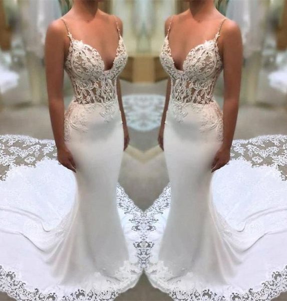 elegant spaghetti straps lace mermaid wedding dresses illusion satin tulle applique court train wedding bridal gowns ba99417529290, White
elegant spaghetti straps lace mermaid wedding dresses illusion satin tulle applique court train wedding bridal gowns ba99417529290, White