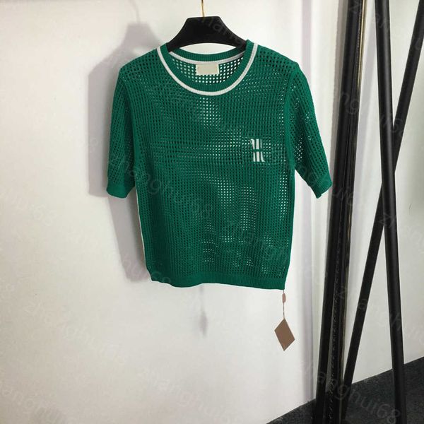 23ss womens designer clothing womens knits short sleeve sweater with lettering hollowed out on the chest womens clothes, White
23ss womens designer clothing womens knits short sleeve sweater with lettering hollowed out on the chest womens clothes, White