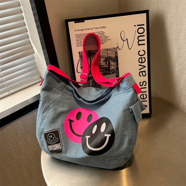 women vintage crossbody bags cartoon smiling face printed shoulder bag high-capacity preppy style tote bag
women vintage crossbody bags cartoon smiling face printed shoulder bag high-capacity preppy style tote bag