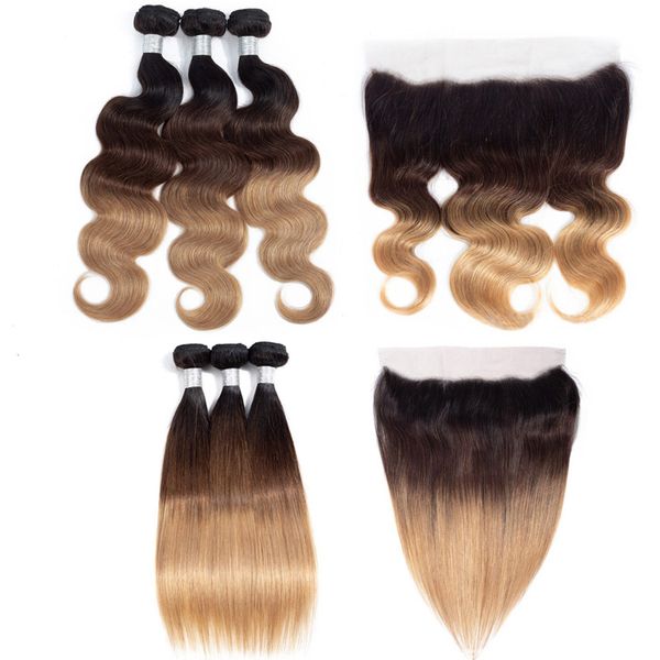 yirubeauty indian virgin human hair extensions 1b/4/27 three tone color 10-30inch body wave 3 bundles with 13x4 lace frontal part, Black;brown
yirubeauty indian virgin human hair extensions 1b/4/27 three tone color 10-30inch body wave 3 bundles with 13x4 lace frontal part, Black;brown
