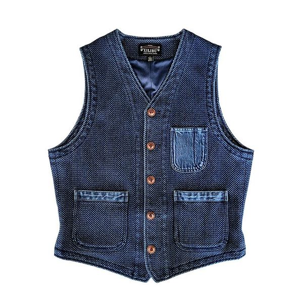 blazers men's suit vest indigo blue slim fit sashiko safari japan style vintage waistcoat sleeveless jacket for male, White;black
blazers men's suit vest indigo blue slim fit sashiko safari japan style vintage waistcoat sleeveless jacket for male, White;black