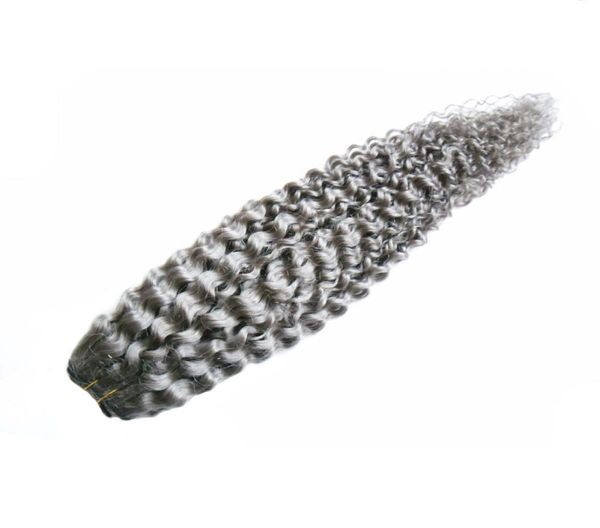 gray human hair weave kinky curly 1 bundle silver virgin hair bundles 100g silver human hair extensions double weft qualityno she7467488, Black