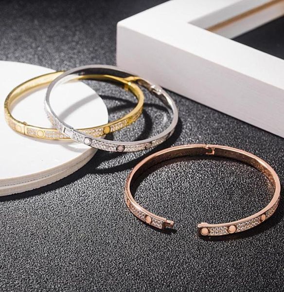 fashion jewelry full diamond bangle stainless steel open cuff bracelet for women female two row cz stone bangles 3 colour silver6608057, Black
fashion jewelry full diamond bangle stainless steel open cuff bracelet for women female two row cz stone bangles 3 colour silver6608057, Black