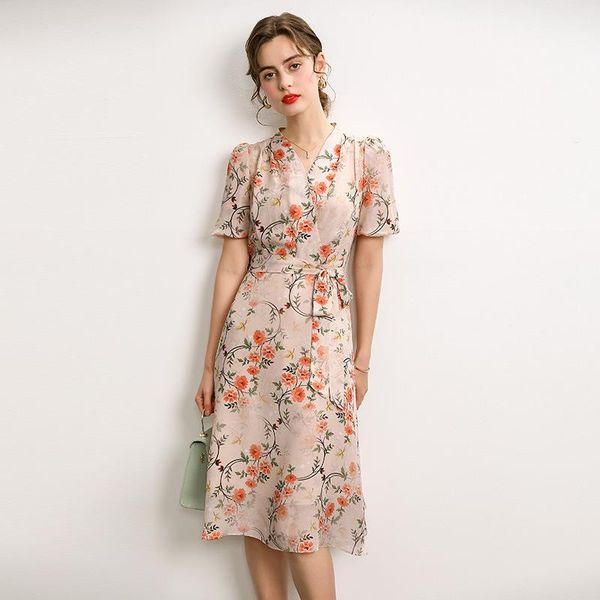 dresses women's dress summer new french vneck laceup temperament printed party dress female casual floral half sleeve aline dress, Black;gray
dresses women's dress summer new french vneck laceup temperament printed party dress female casual floral half sleeve aline dress, Black;gray