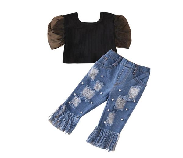 retailwhole girl black tee pearl jeans tracksuit clothing sets 2pcs set ole tassel pant girls outfits children designers4293852, White
retailwhole girl black tee pearl jeans tracksuit clothing sets 2pcs set ole tassel pant girls outfits children designers4293852, White