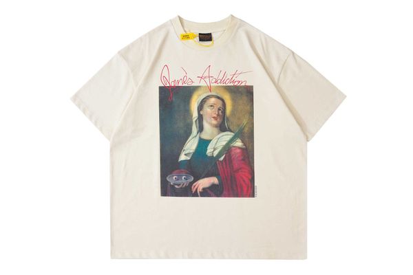 high street virgin saint lucie plate eyes antique printed short sleeve t-shirt men and women leisure, White;black
high street virgin saint lucie plate eyes antique printed short sleeve t-shirt men and women leisure, White;black