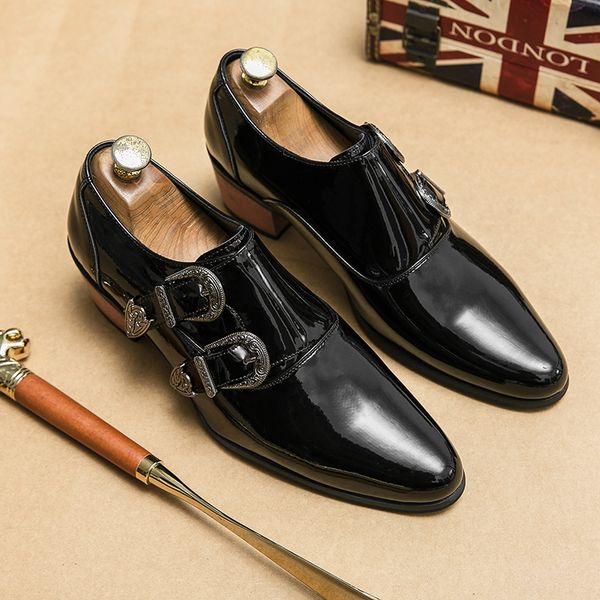 new black double buckle patent leather formal mens shoes handmade thick heeled business handmade men dress shoes
new black double buckle patent leather formal mens shoes handmade thick heeled business handmade men dress shoes