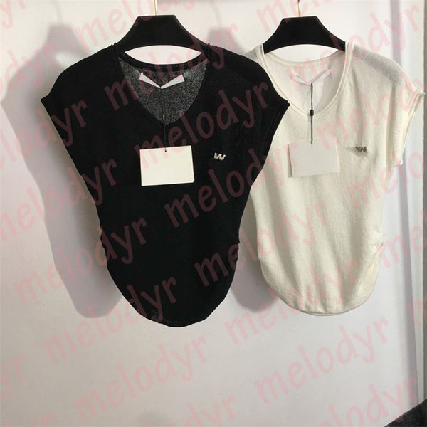women knits designer slim crop with brooch summer breathable short tees, White