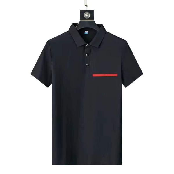 designer shirts mens casual shirt summer classic polo collar red logo letter printed shirt men pure cotton ice silk breathable business vers, White;black