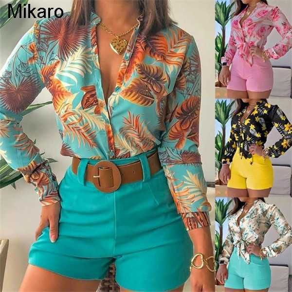 mikaro women's blouses shirts women long sleeve floral printed tie not blouse casual spring female, White
mikaro women's blouses shirts women long sleeve floral printed tie not blouse casual spring female, White