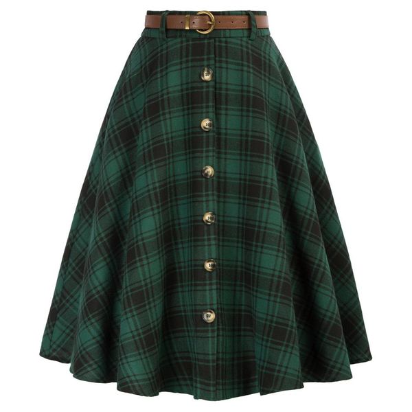 dresses belle poque women swing plaid midi skirt with belt elastic high waist buttons decorat vintage pleated skirt with pockets & belt, Black;gray
dresses belle poque women swing plaid midi skirt with belt elastic high waist buttons decorat vintage pleated skirt with pockets & belt, Black;gray