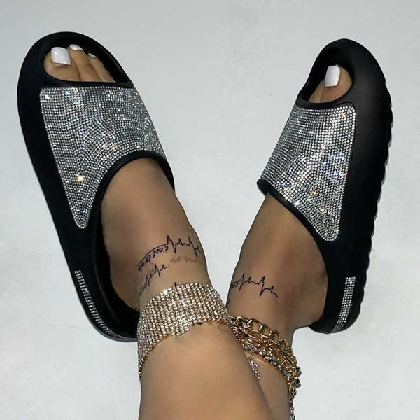 sandals new bright diamond womens shoes fashion platform flip flops non slip beach home slippers ladies 230417, Black 
sandals new bright diamond womens shoes fashion platform flip flops non slip beach home slippers ladies 230417, Black