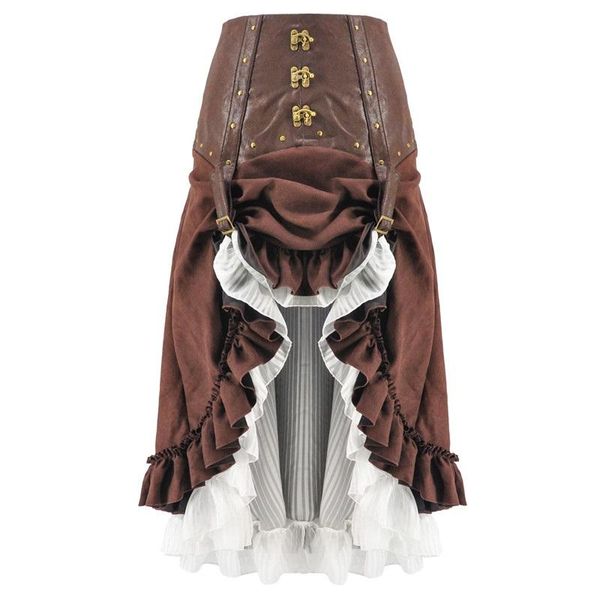 dresses victorian brown & white leather adjustable asymmetrical ruffle vintage steampunk skirt gothic clothing women ladies skirts, White;black
dresses victorian brown & white leather adjustable asymmetrical ruffle vintage steampunk skirt gothic clothing women ladies skirts, White;black