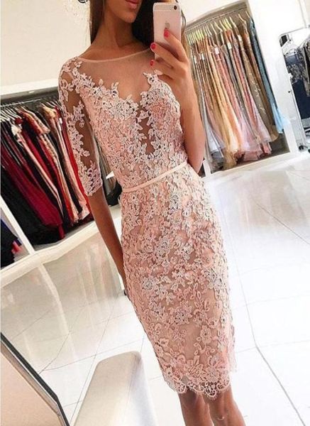 pink short prom dresses sheer neck half sleeves knee length lace party dresses sheath short evening gowns open back homecoming dre4488991, Black
pink short prom dresses sheer neck half sleeves knee length lace party dresses sheath short evening gowns open back homecoming dre4488991, Black