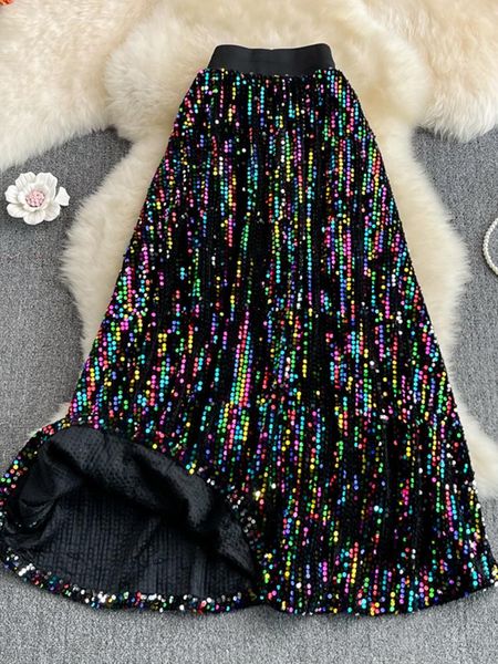 dresses tigena shiny colorful sequins maxi skirt women 2023 new korean fashion aesthetic a line high waist long skirt female jupe femme, Black;gray
dresses tigena shiny colorful sequins maxi skirt women 2023 new korean fashion aesthetic a line high waist long skirt female jupe femme, Black;gray