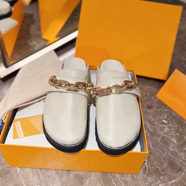 women men leather mules slippers cosy comfort sandals metal chain platform sandal fashion summer flowers shoes 35-45 with box no437, Black
women men leather mules slippers cosy comfort sandals metal chain platform sandal fashion summer flowers shoes 35-45 with box no437, Black