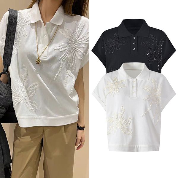 522 l 2023 summer sweaters women's pullover white black sweater sequins striped lapel neck short sleeve brand same style women's y
522 l 2023 summer sweaters women's pullover white black sweater sequins striped lapel neck short sleeve brand same style women's y