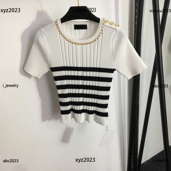 designer fashion woman sweater gold button knit shirt size s-l hardware chain decoration short sleeve may27, White
designer fashion woman sweater gold button knit shirt size s-l hardware chain decoration short sleeve may27, White