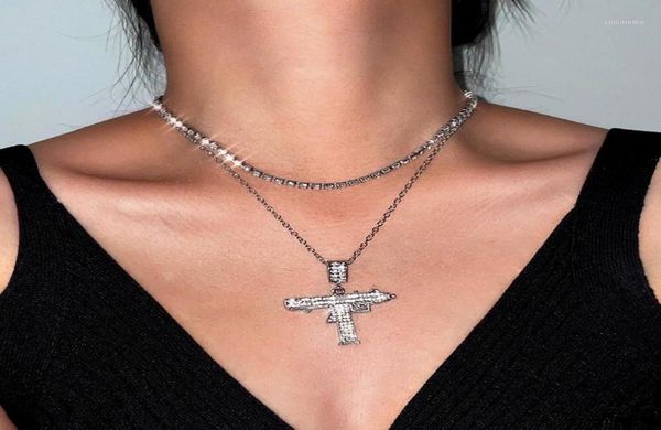 chains shiny multilayer rhinestone uzi gun pendant necklaces for women crystal tennis chain choker necklace punk hip hop jewelry 2085789, Silver
chains shiny multilayer rhinestone uzi gun pendant necklaces for women crystal tennis chain choker necklace punk hip hop jewelry 2085789, Silver