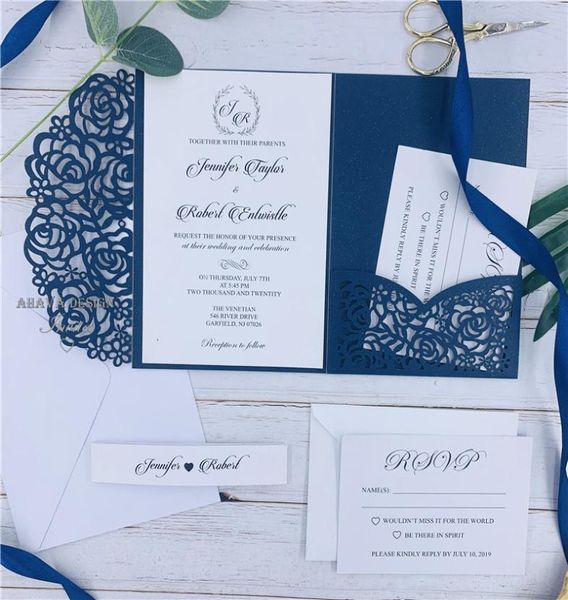 navy blue laser cut pocket wedding invitation suites customizable invites with envelope shipped by ups6168336, Black
navy blue laser cut pocket wedding invitation suites customizable invites with envelope shipped by ups6168336, Black