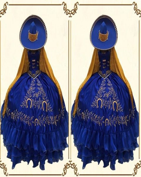 2022 vintage gold embroidery flowers royal blue quinceanera prom dresses ball gown xv mexican charro satin evening party formal sw8700542, Blue;red
2022 vintage gold embroidery flowers royal blue quinceanera prom dresses ball gown xv mexican charro satin evening party formal sw8700542, Blue;red