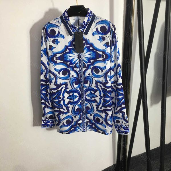 23ss high neck blouse women shirt womens designer clothing blue and white porcelain printed long sleeve temperament shirt women clothes
23ss high neck blouse women shirt womens designer clothing blue and white porcelain printed long sleeve temperament shirt women clothes
