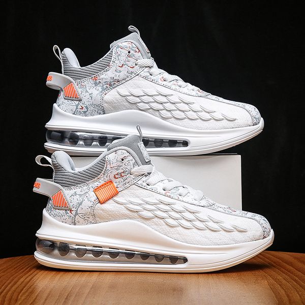 casual cushioning air cushion shoes trainer sneakers fashion lightweight running shoes sport shoes for mens big size 46, Black