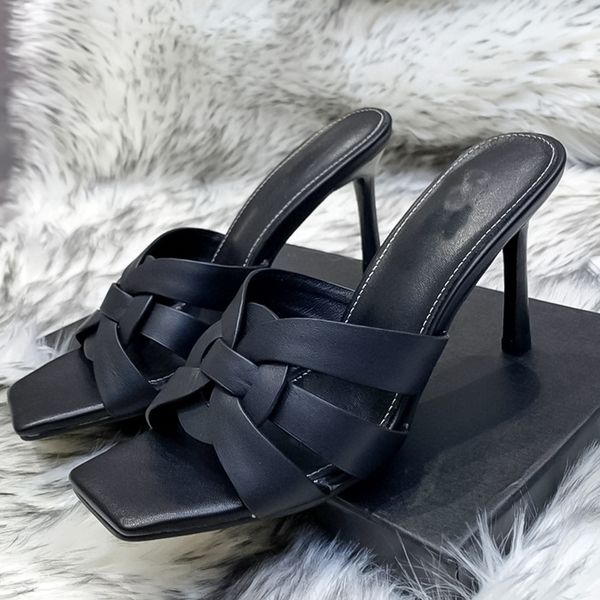 square toe slim heel genuine leather slippers classic comfortable and durable womens sandals luxury designer summer new fashionable and vers, Black
square toe slim heel genuine leather slippers classic comfortable and durable womens sandals luxury designer summer new fashionable and vers, Black