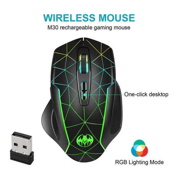 Image of GM30 Wireless Gaming Mouse Rechargeable color Light 2.4G mouse With Box PackageVVFK