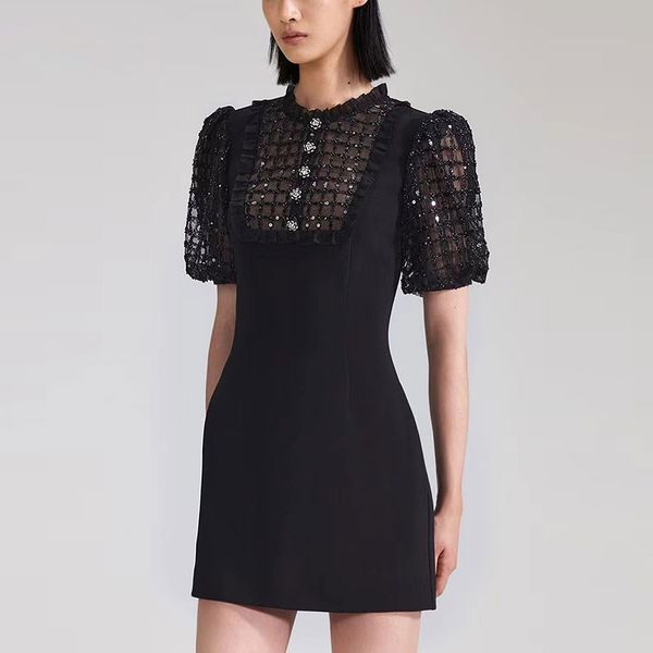 2023 designer luxury party dresses black platinum sequin bubble sleeves academy style dress short skirt summer dress, Black;gray
2023 designer luxury party dresses black platinum sequin bubble sleeves academy style dress short skirt summer dress, Black;gray