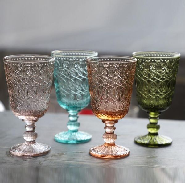 wholesale 270ml wine glass european style embossed stained glass wine lamp thick goblets 7 colors wedding decoration & gifts
wholesale 270ml wine glass european style embossed stained glass wine lamp thick goblets 7 colors wedding decoration & gifts