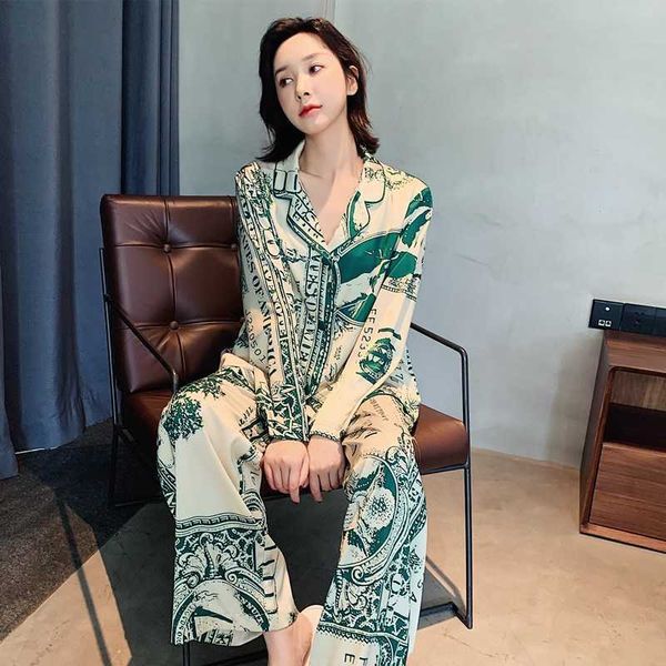 pyjamas women's long pants women's 2 pieces set dollar print loose casual style elegant pajamas sets luxury fashion vintage nightw, Red;black
pyjamas women's long pants women's 2 pieces set dollar print loose casual style elegant pajamas sets luxury fashion vintage nightw, Red;black