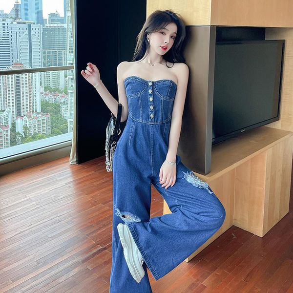 jeans streetwear jumpsuits for women strapless high waist solid minimalist denim wide leg pants female korean fashion new, Blue
jeans streetwear jumpsuits for women strapless high waist solid minimalist denim wide leg pants female korean fashion new, Blue