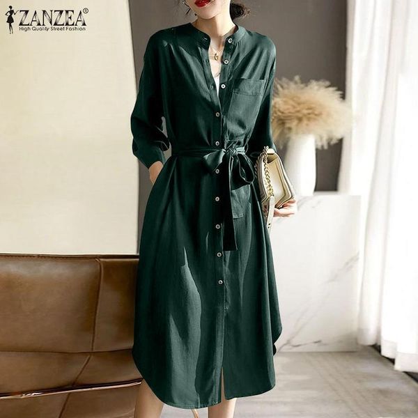 dresses stylish autumn long shirt dress zanzea elegant women ol midi sundress robe femme o neck 3/4 sleeve solid casual buttons vestidos, Black;gray
dresses stylish autumn long shirt dress zanzea elegant women ol midi sundress robe femme o neck 3/4 sleeve solid casual buttons vestidos, Black;gray