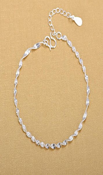 925 sterling silver fashion simple elegant ed link chain bracelets jewelry for woman wave anklet gifts1281816, Black
925 sterling silver fashion simple elegant ed link chain bracelets jewelry for woman wave anklet gifts1281816, Black