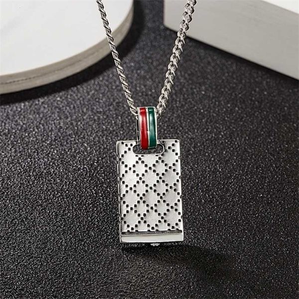 new 2023 designer jewelry bracelet necklace ring sterling rectangular rhombic lattice pendant enamel glue dropping old men's women', Silver
new 2023 designer jewelry bracelet necklace ring sterling rectangular rhombic lattice pendant enamel glue dropping old men's women', Silver
