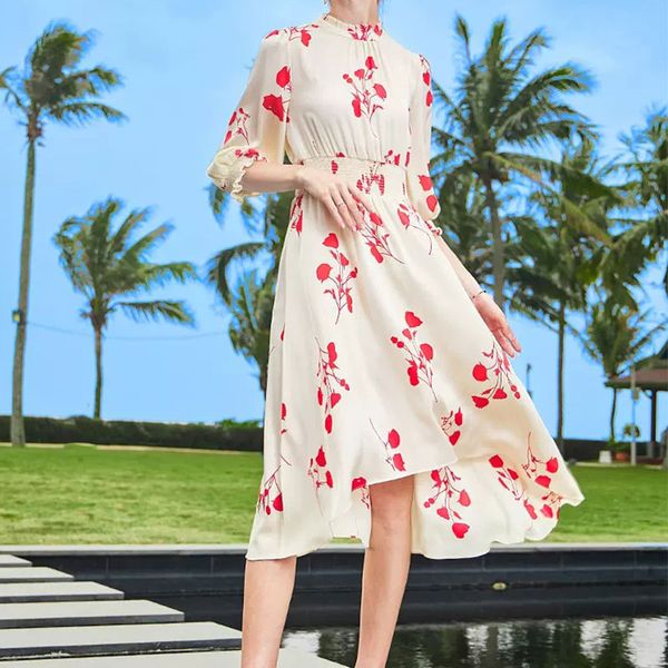 2023 designer dress robe high end standing collar french ear edge printed silk silk large long dress, Black;gray
2023 designer dress robe high end standing collar french ear edge printed silk silk large long dress, Black;gray